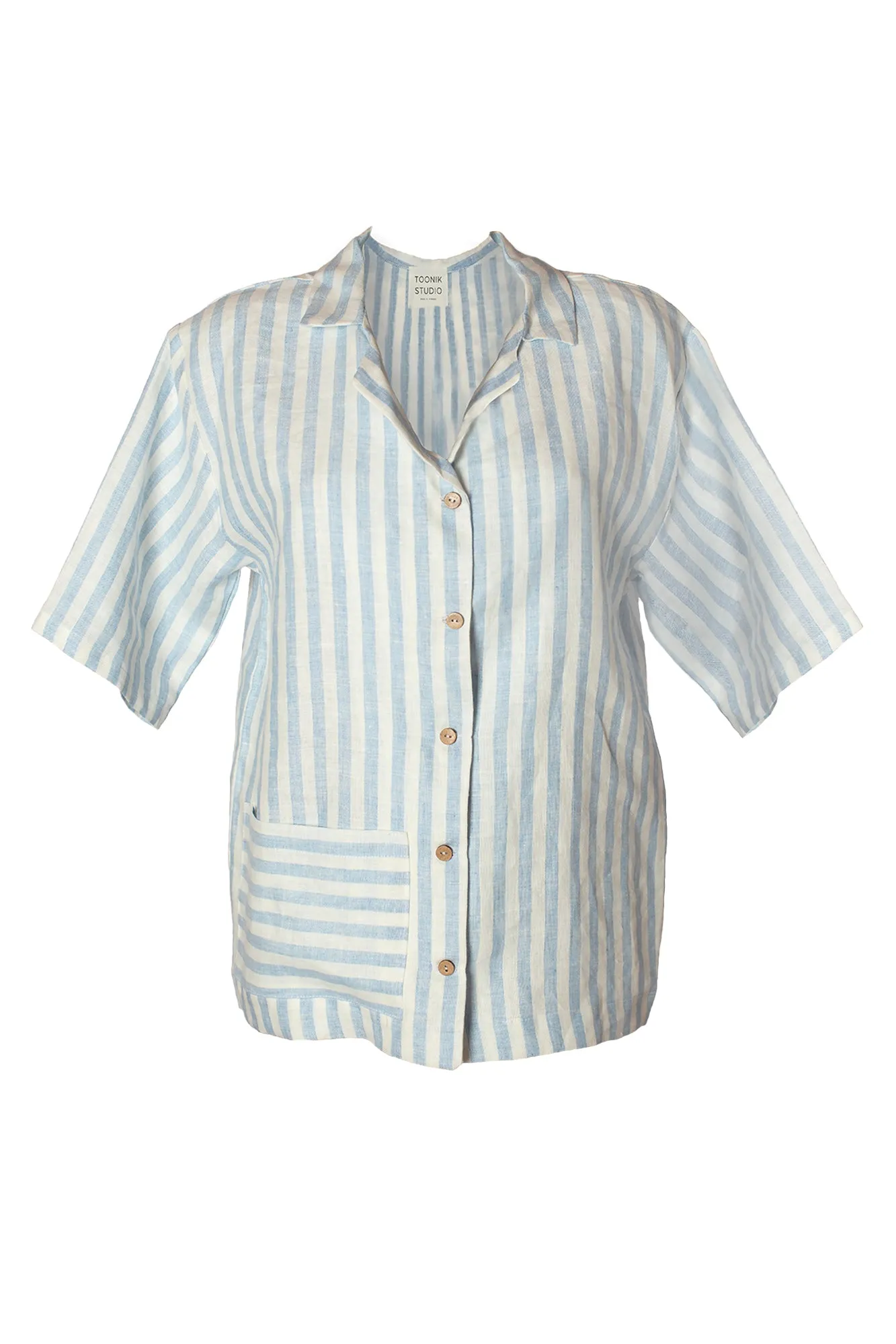 Striped Linen Shirt in Blue