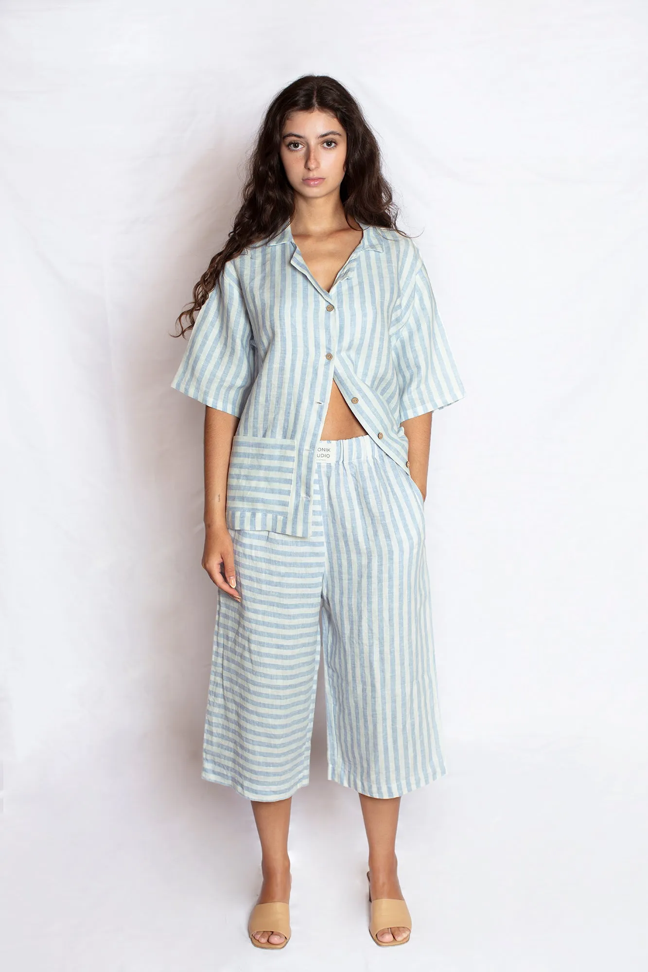 Striped Linen Shirt in Blue