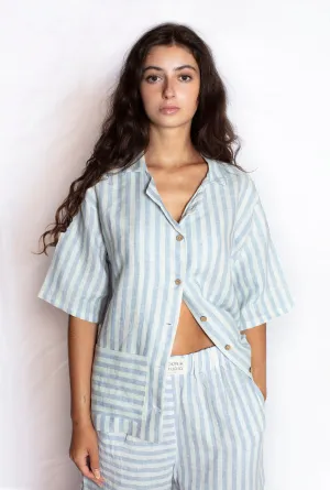 Striped Linen Shirt in Blue