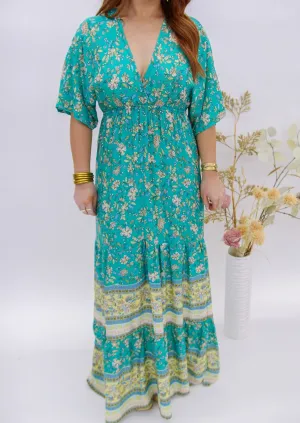 Take Me Away Floral Maxi Dress- Jade