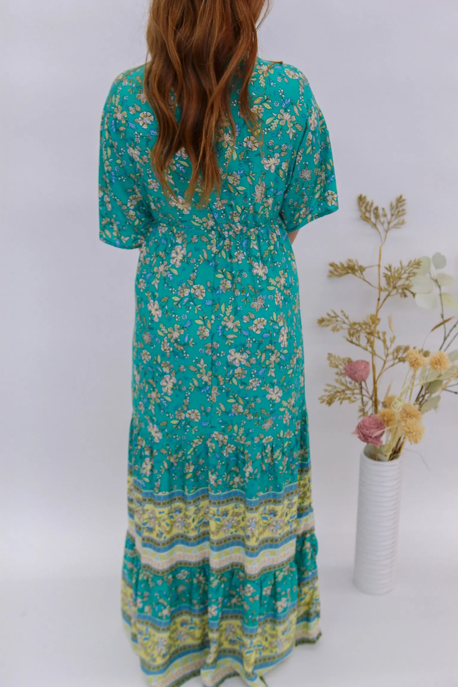 Take Me Away Floral Maxi Dress- Jade