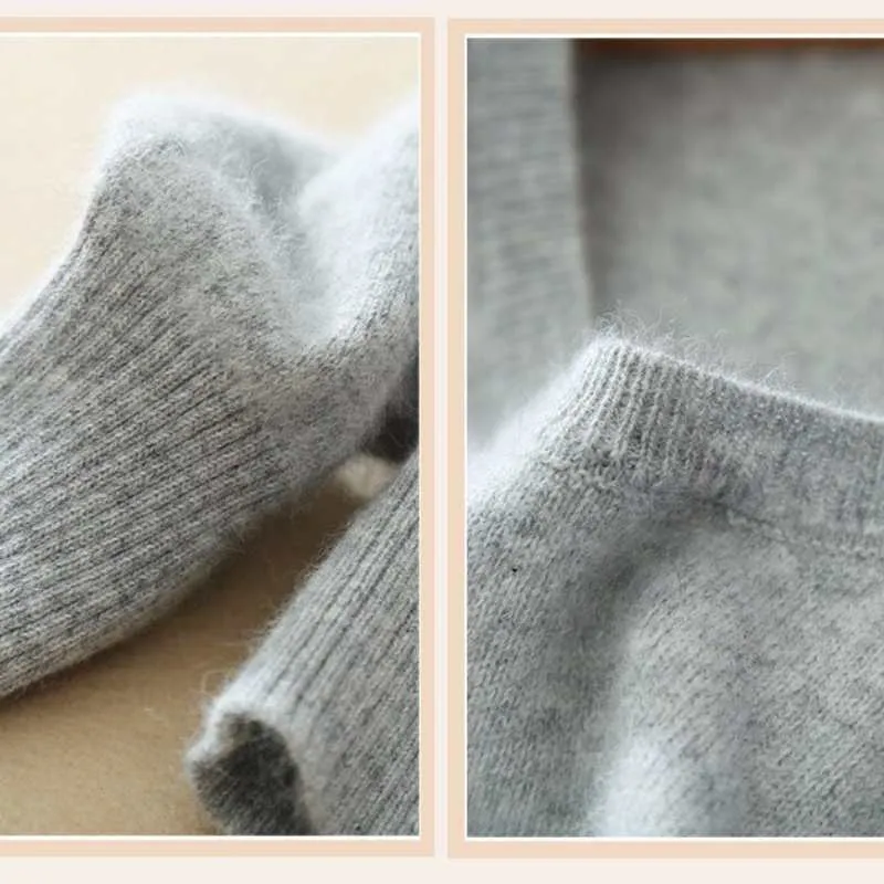 V-Neck Cashmere Wool Knit Sweater Women