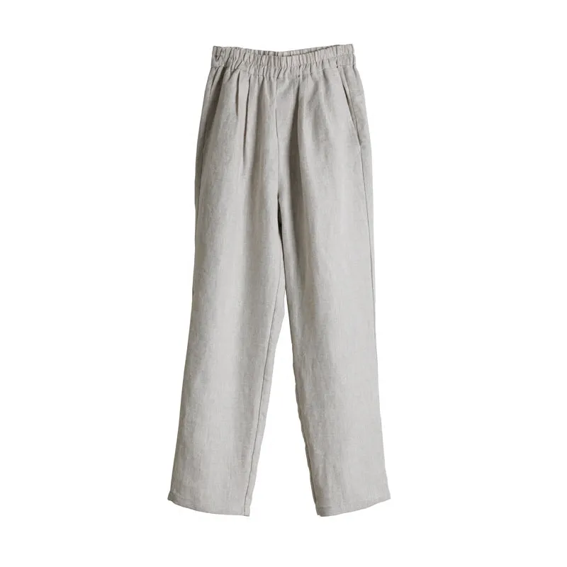 White Linen Summer Autumn Women Casual Pants SMM97231