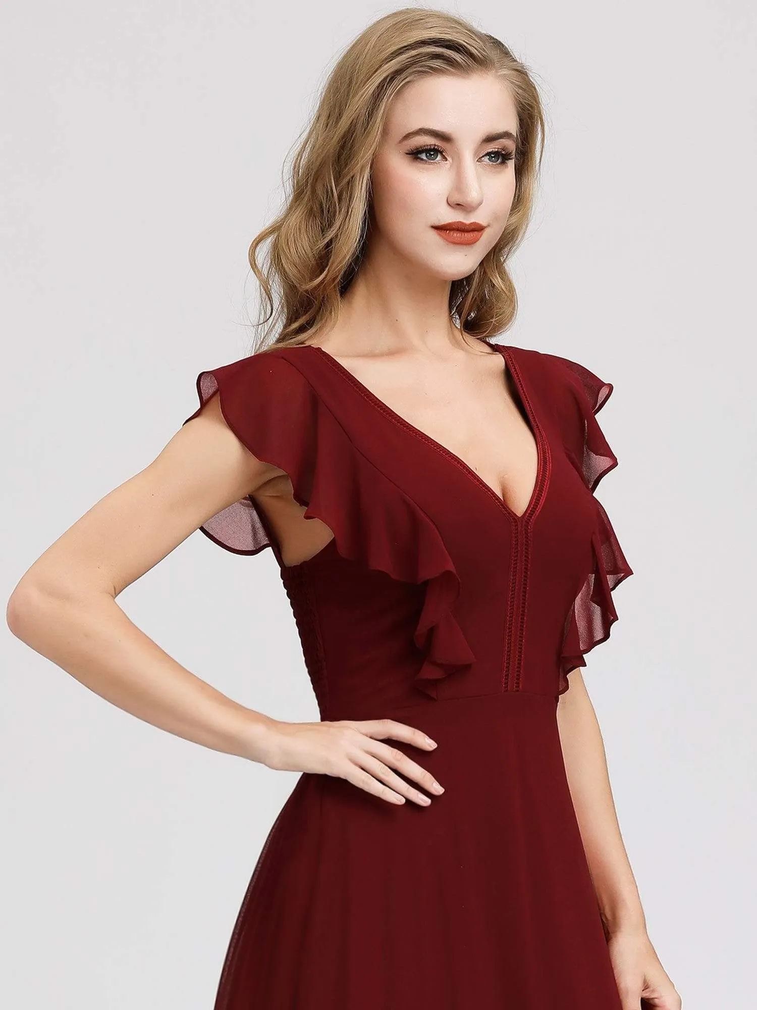 Women's A-line V-Neck Sleeveless Wedding Party Bridesmaid Dress