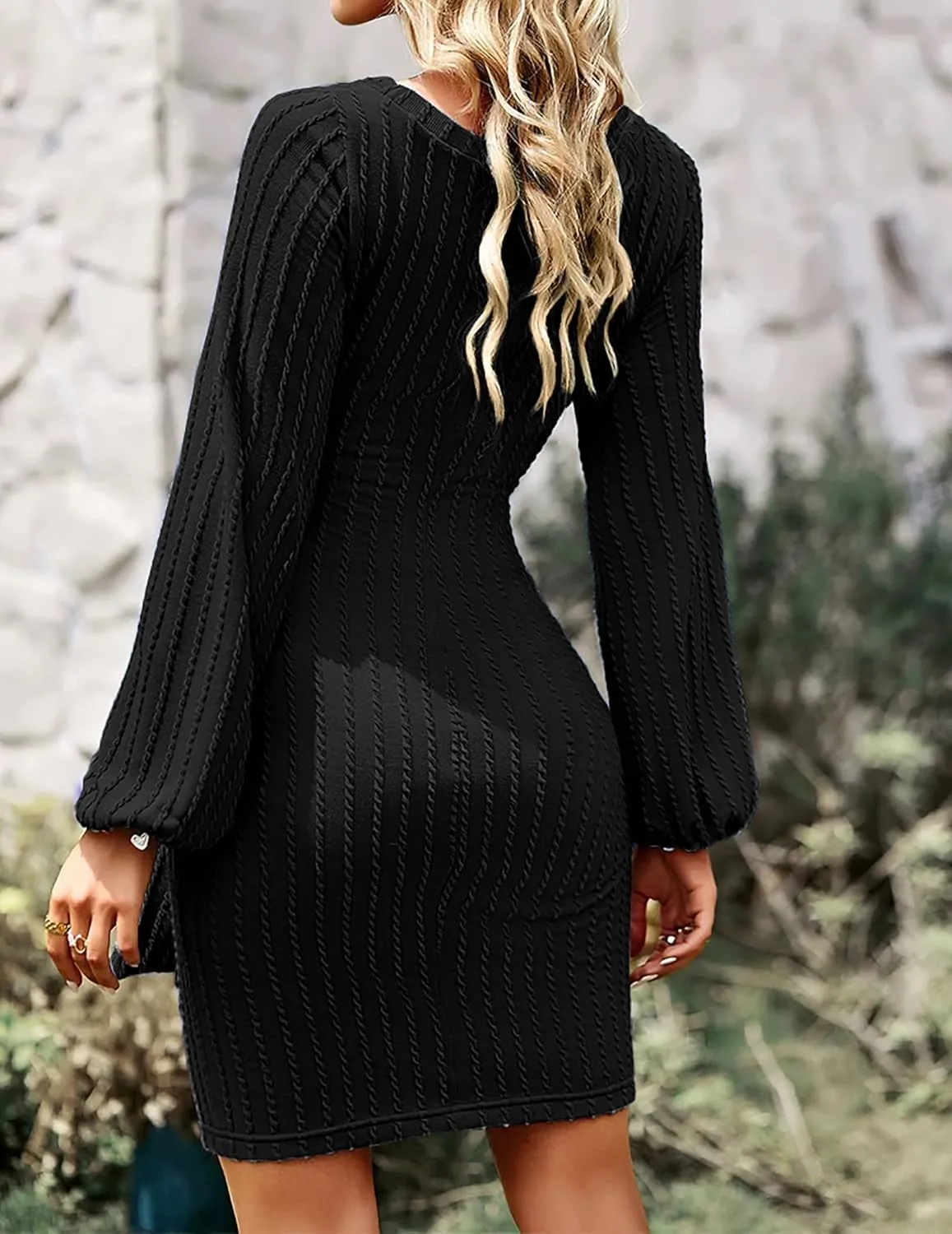 Zeagoo Women's Casual Knit Dress Long Sleeve Bodycon Dress