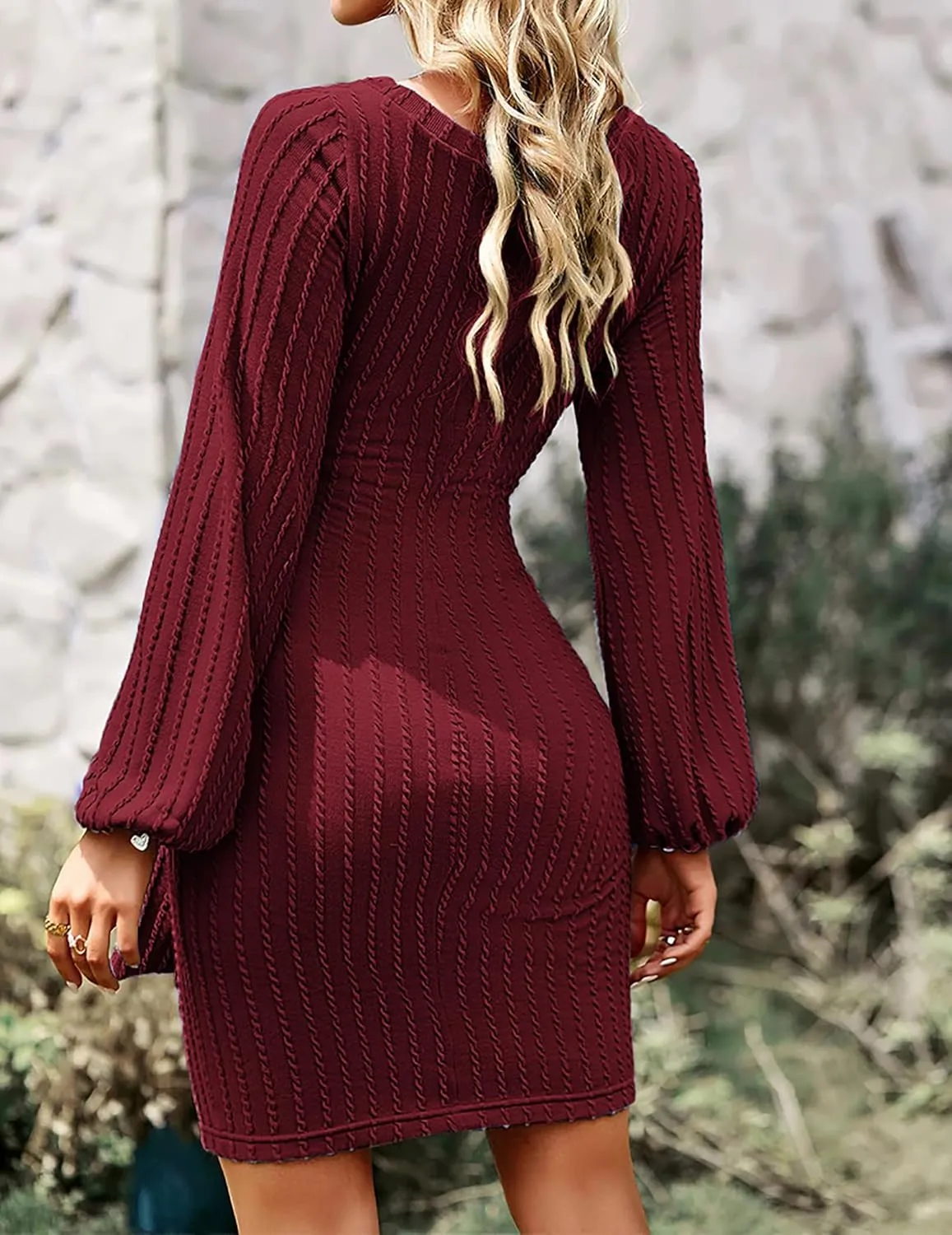 Zeagoo Women's Casual Knit Dress Long Sleeve Bodycon Dress