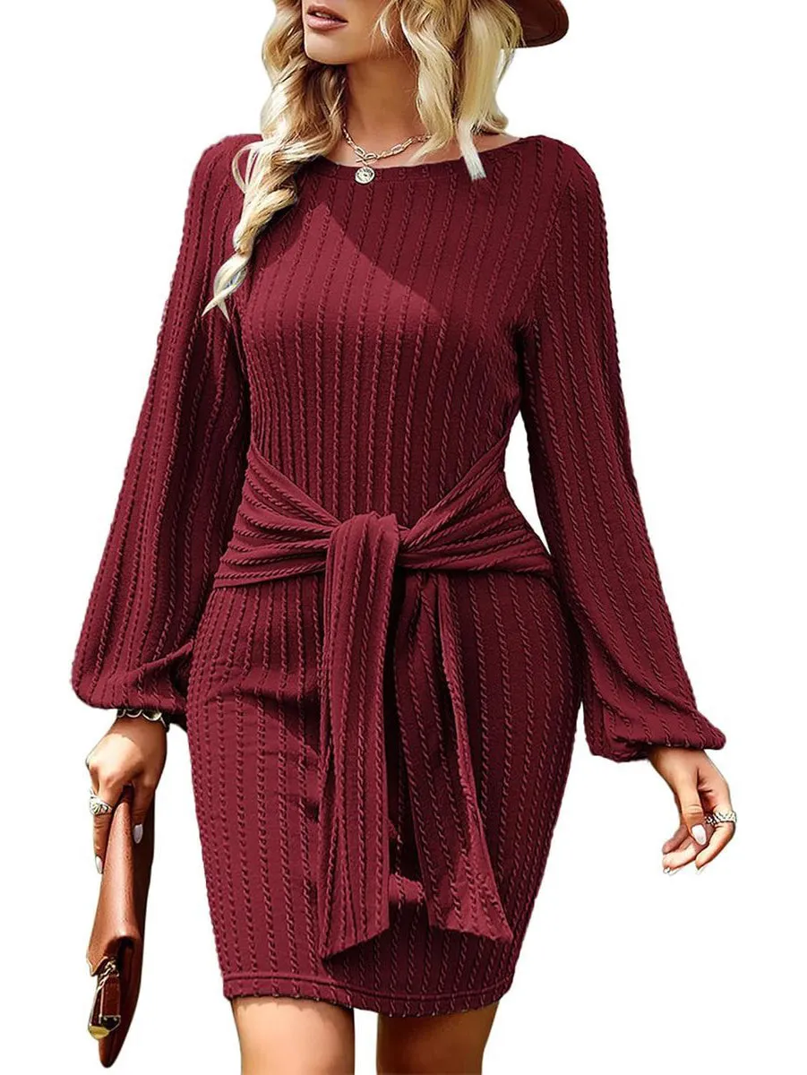 Zeagoo Women's Casual Knit Dress Long Sleeve Bodycon Dress