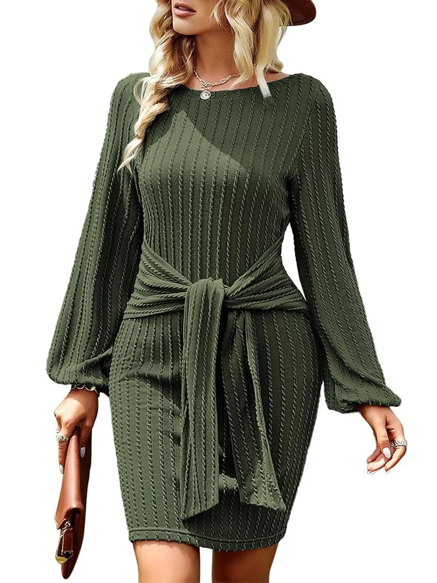 Zeagoo Women's Casual Knit Dress Long Sleeve Bodycon Dress