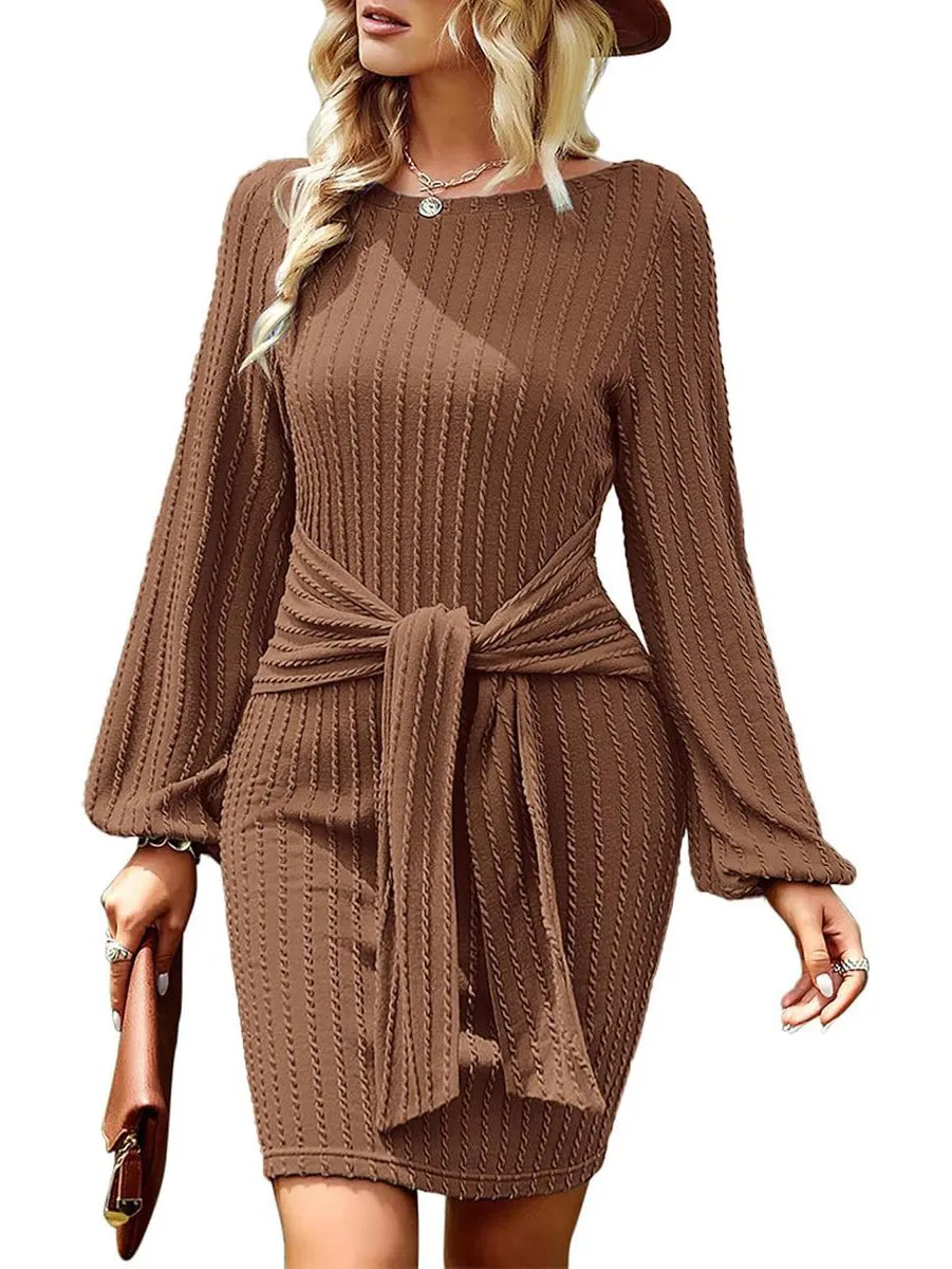 Zeagoo Women's Casual Knit Dress Long Sleeve Bodycon Dress