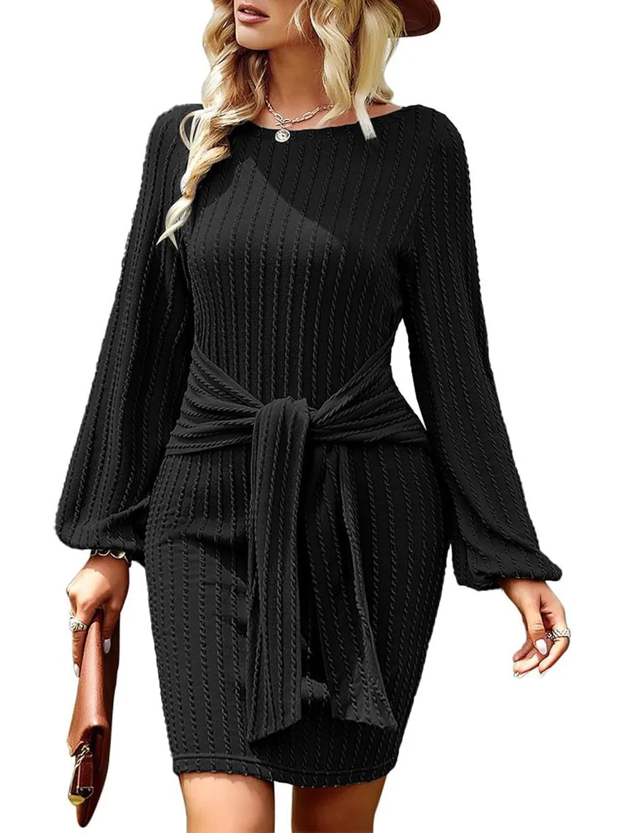 Zeagoo Women's Casual Knit Dress Long Sleeve Bodycon Dress