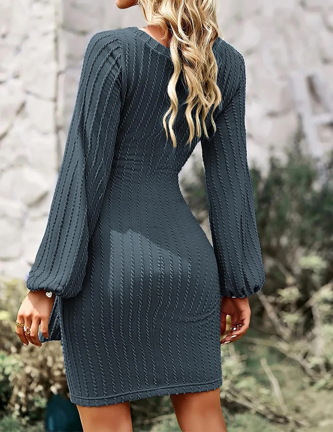 Zeagoo Women's Casual Knit Dress Long Sleeve Bodycon Dress